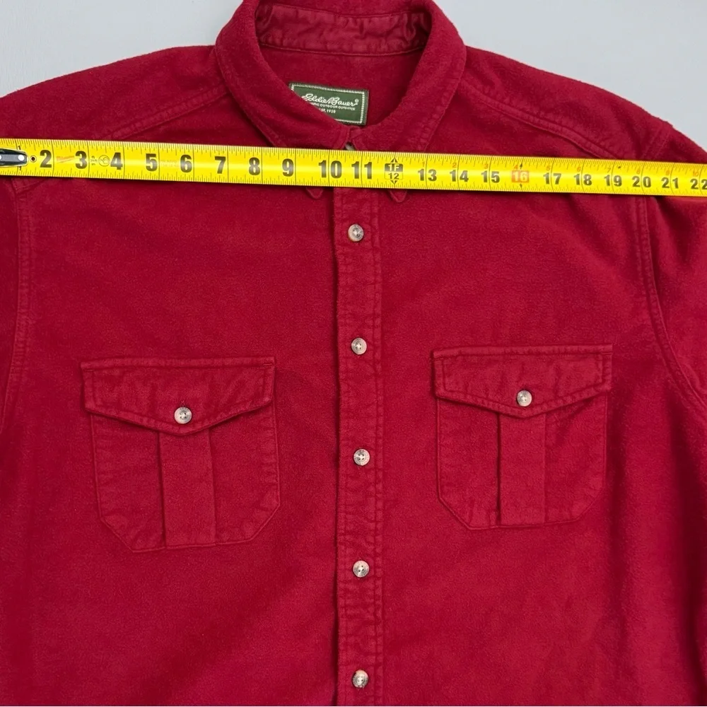 Eddie Bauer Red Flannel Shirt Men Large Button Up Long Sleeve Cotton Outdoor